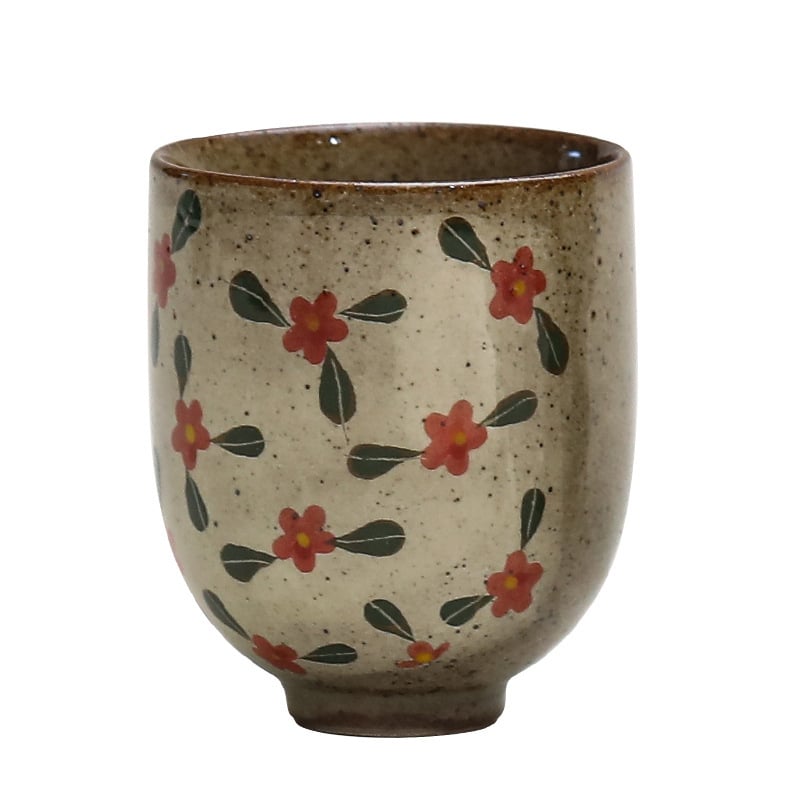 Set ceramic de ceai cu flori pictate manual, stil chinezesc, ceai vintage cu suport pentru acasă