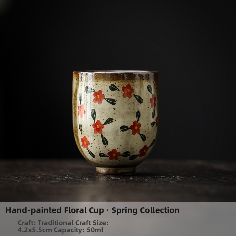 Set ceramic de ceai cu flori pictate manual, stil chinezesc, ceai vintage cu suport pentru acasă