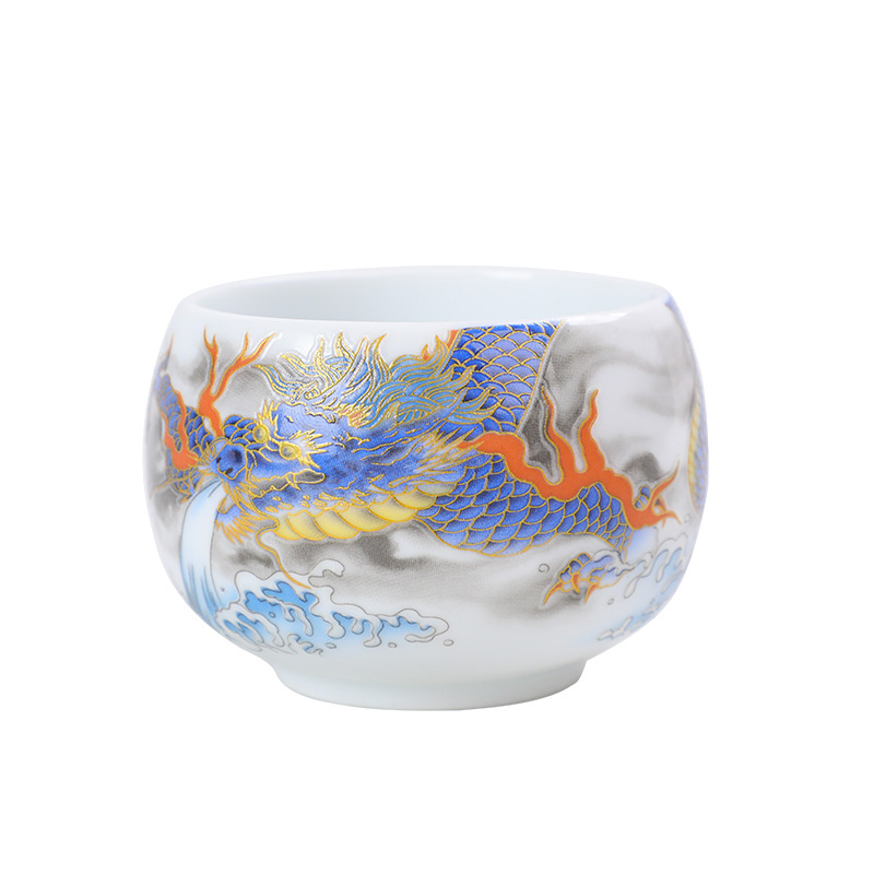 Set de ceai din porțelan Kung Fu cu ceașcă personală, email lucios cu efect Zen luminescent, stil chinezesc