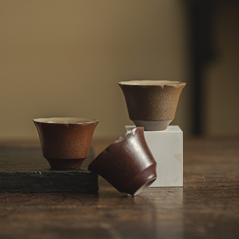 Yinchuantang ceașă de ceai în stil japonez, ceramică brută cu margine în formă de floare, set Kung Fu pentru ceai, stil wabi-sabi, ceașcă de degustare a ceaiului, singură ceașă, lux ușor
