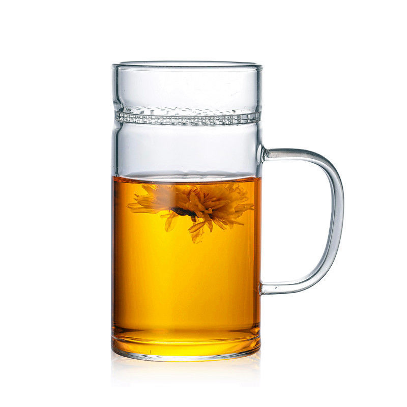 ceașcă de ceai din sticlă cu capac și filtru, concepută pentru infuzarea ceaiului de flori, în formă de semilună, pentru birou și acasă