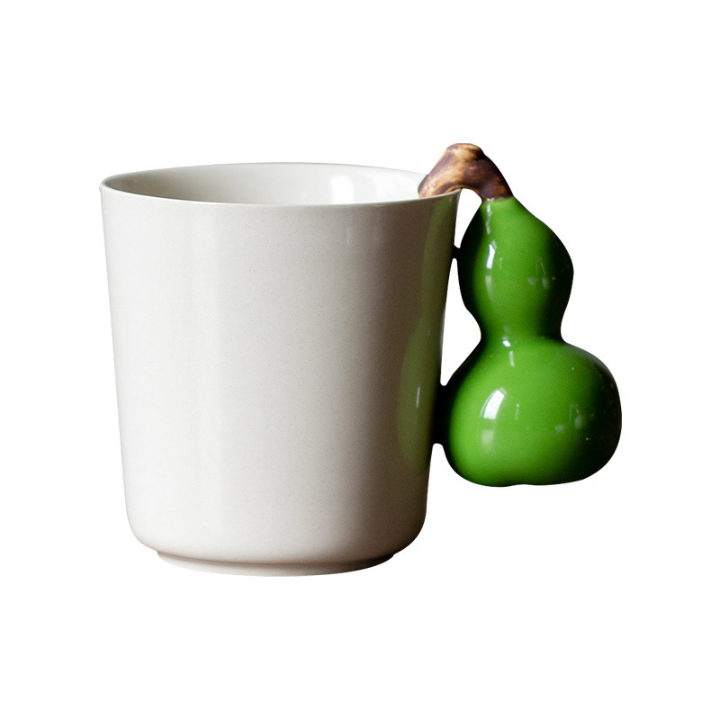 Ceșcuță de ceai ceramică cu cenușă vegetală, în formă de dovleac, Fu Lu Kung Fu, pentru birou