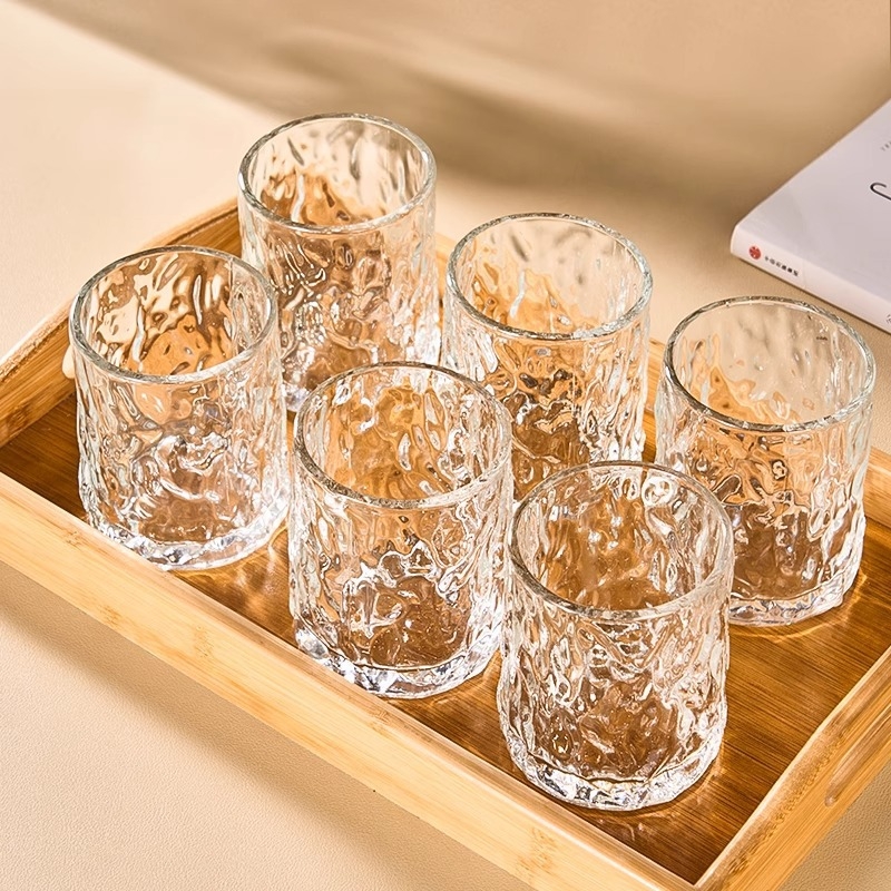 Pahar din sticlă Jie Anxi pentru uz casnic, cu design glaciar pentru sufragerie, rezistent la temperaturi înalte, ceașcă de ceai și mic pahar de vin
