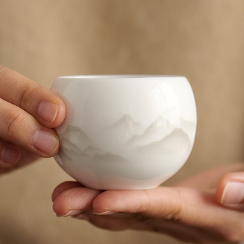 Ceașcă mare de ceai Blanc-de-Chine din porțelan, ceramică albă, stil minimalist