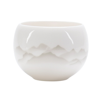 Ceașcă mare de ceai Blanc-de-Chine din porțelan, ceramică albă, stil minimalist