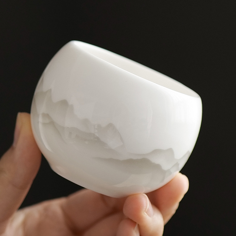Ceașcă mare de ceai Blanc-de-Chine din porțelan, ceramică albă, stil minimalist