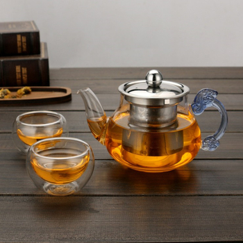 Ceainic de sticlă cu filtru din oțel inoxidabil pentru ceai de flori, pentru aragaz ceramic