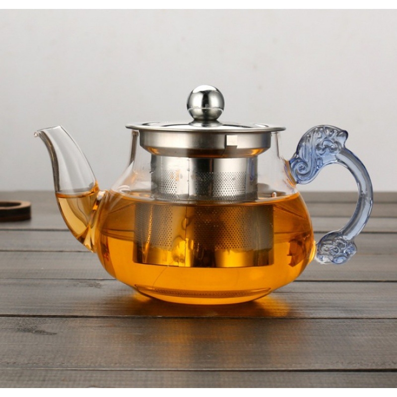 Ceainic de sticlă cu filtru din oțel inoxidabil pentru ceai de flori, pentru aragaz ceramic