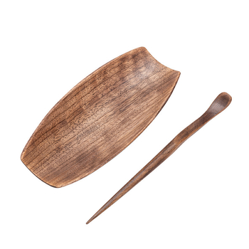 Set accesorii Gongfu pentru ceai, lucrat manual, două piese, lemn, include lingură de ceai și lopățică de ceai