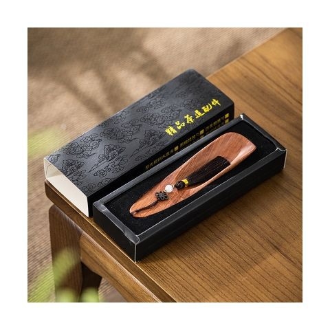 Lingură de ceai din lemn de nuc, lemn de roșu și abanos, cu accesorii pentru ceremonia ceaiului, în cutie cadou