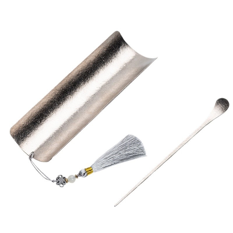 Set din titan pur, două piese, accesorii pentru ceai Gongfu – include linguriță pentru ceai