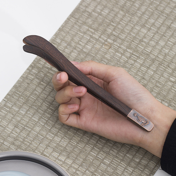 Accesorii pentru ceai Kung Fu: linguriță din aliaj greu de bambus, suport pentru ceașcă, clips pentru ceai, lopățică din lemn ebony, linguriță din rosewood, furculiță pentru ceașcă