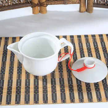 Ceainic Kung Fu din ceramică albă, cu mâner lateral, stil chinezesc, mărime medie, 165 ml