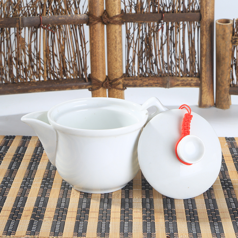 Ceainic Kung Fu din ceramică albă, cu mâner lateral, stil chinezesc, mărime medie, 165 ml