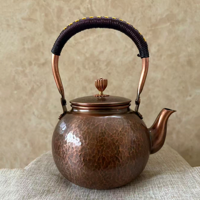 Ceainic din cupru pur, cu funcție de fierbere, design retro minimalist
