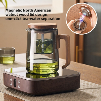 Set ceainic cu infuzor, separare ceai-apă și filtrare cu o singură apăsare; ceainic elegant și ceașcă cu prindere magnetică