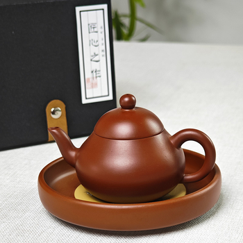 Ceainic Gongfu Chaoshan, mic, în formă de pară, din lut Yixing purpuriu
