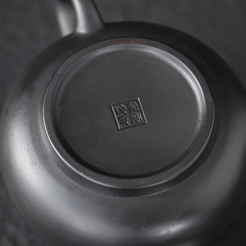 Ceainic mov din ceramică cu mâner care poate fi ridicat și rotit, set cu două cești, lucrat manual, capacitate mare, stil retro