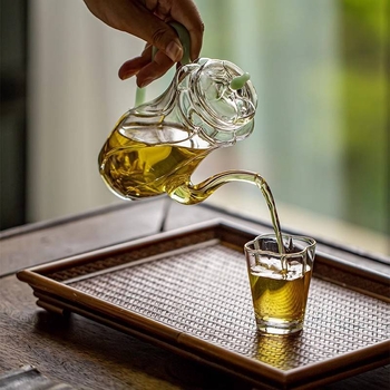 Ceainic din sticlă cu mâner pentru ceai verde, sticlă borosilicat rezistentă la temperaturi, ideal pentru ceai rece