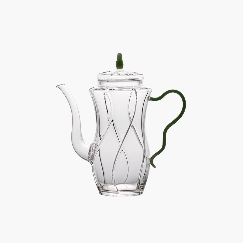 Ceainic din sticlă cu mâner pentru ceai verde, sticlă borosilicat rezistentă la temperaturi, ideal pentru ceai rece
