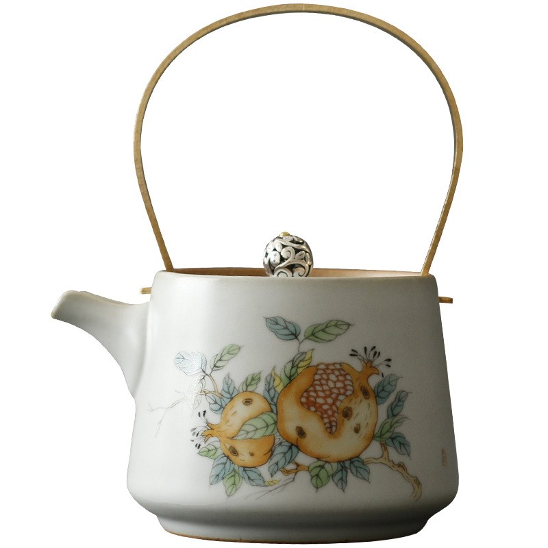 Ceainic ceramic cu filtru Tongliang Ruyao, set Gongfu de ceai