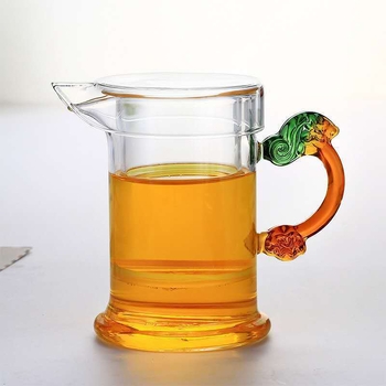 Ceainic din sticlă borosilicată pentru ceai negru, cu filtru din tifon, set de trei piese