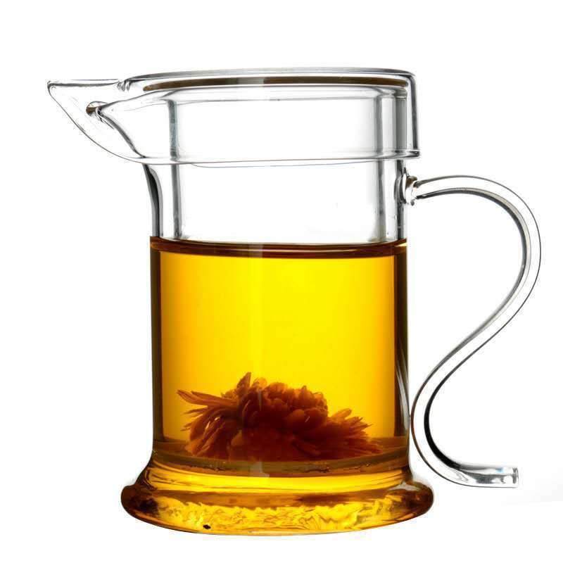 Ceainic din sticlă borosilicată pentru ceai negru, cu filtru din tifon, set de trei piese