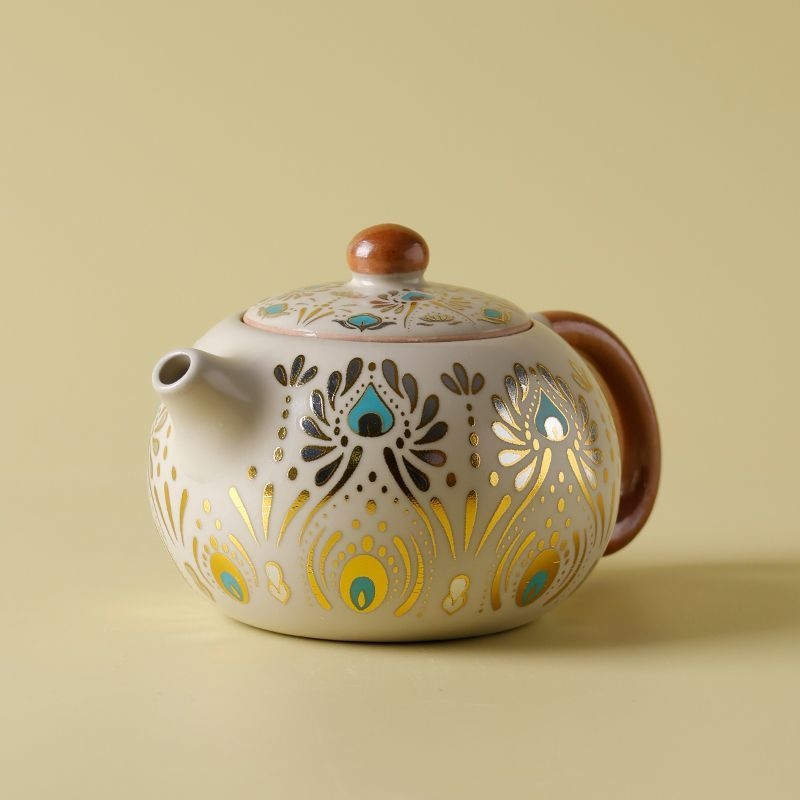 Kit ceramic Kung Fu pentru ceai: ceainic și două cești, pentru uz casnic