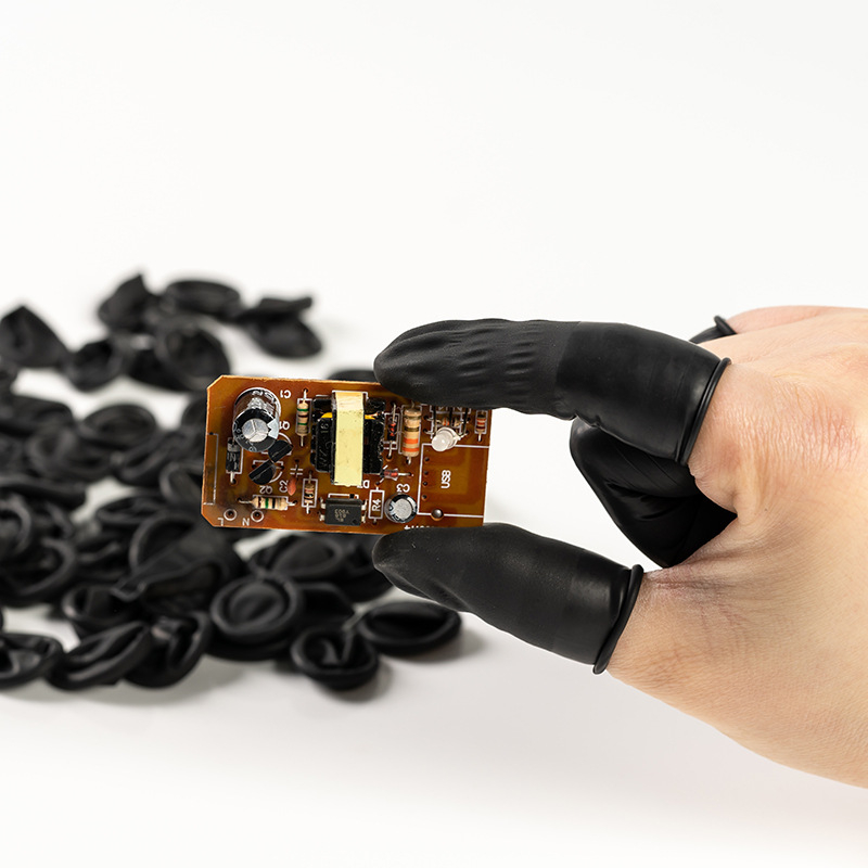 Conuri de deget din latex, de unică folosință, negre, fără praf, pentru electronice, anti-transpirație, anti-alunecare, rezistente la uzură, antistatice