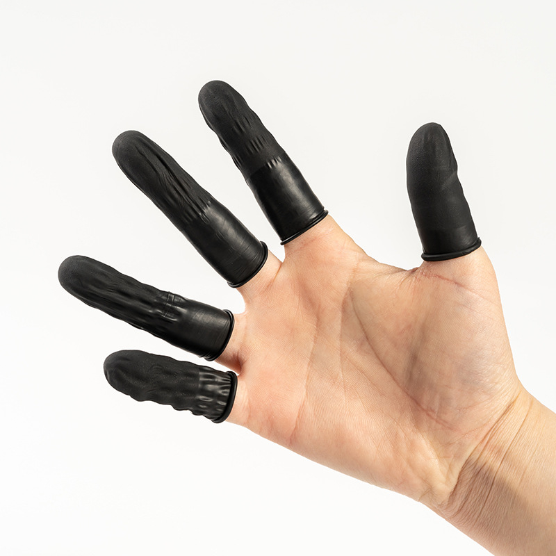 Conuri de deget din latex, de unică folosință, negre, fără praf, pentru electronice, anti-transpirație, anti-alunecare, rezistente la uzură, antistatice