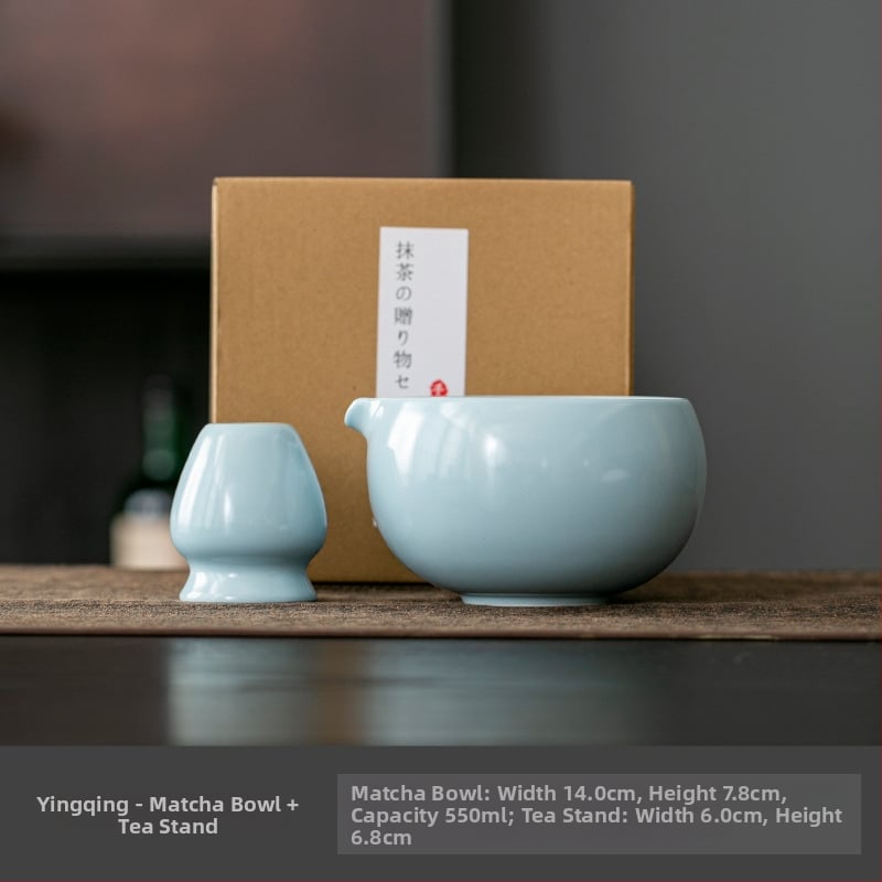 Vas ceramic pentru matcha în stil japonez, cu tel din bambus pentru matcha și pensulă, set ceremonial de ceai din dinastia Song