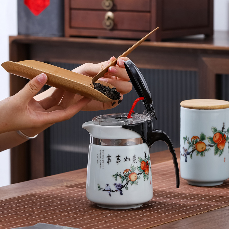 Set de ceai ceramic Celadon, 500 ml, pentru casă și birou, în cutie cadou