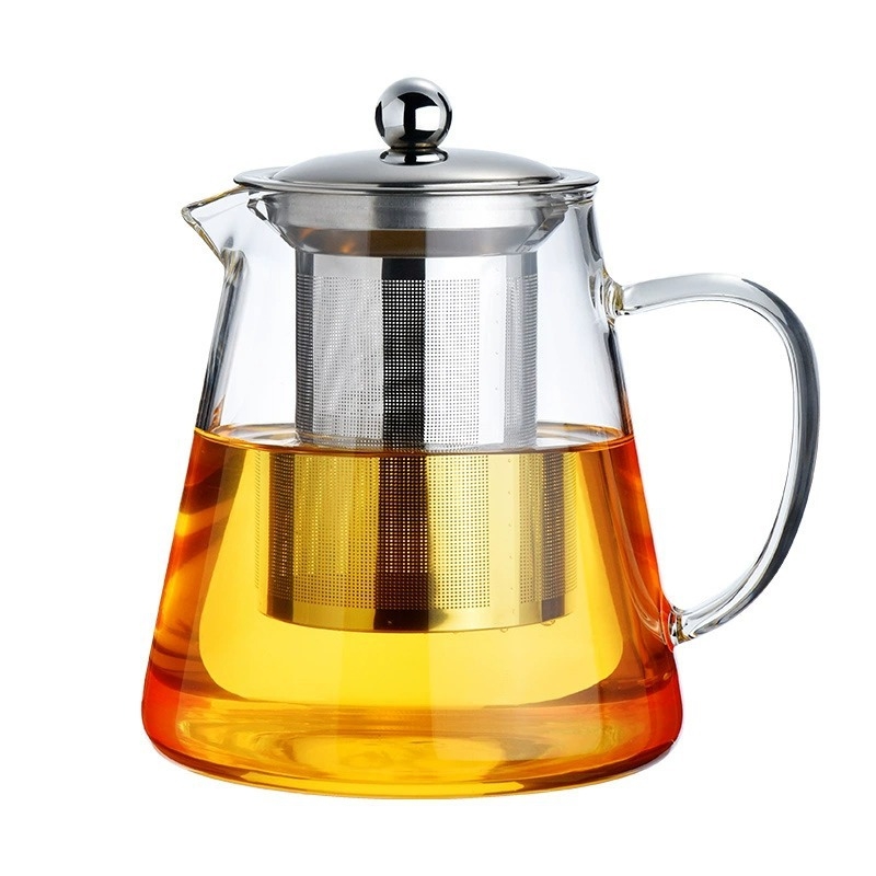 Ceainic din sticlă rezistent la temperaturi, cu infuzor și ceașcă, din borosilicat gros, gata pentru fierbere - set de ceai pentru casă