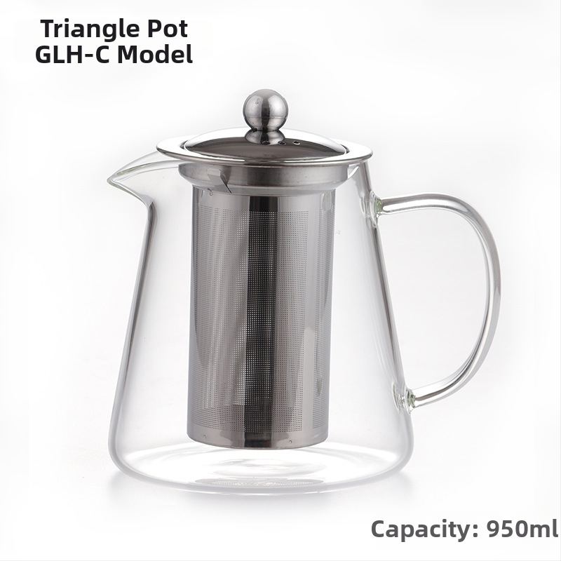 Ceainic din sticlă rezistent la temperaturi, cu infuzor și ceașcă, din borosilicat gros, gata pentru fierbere - set de ceai pentru casă