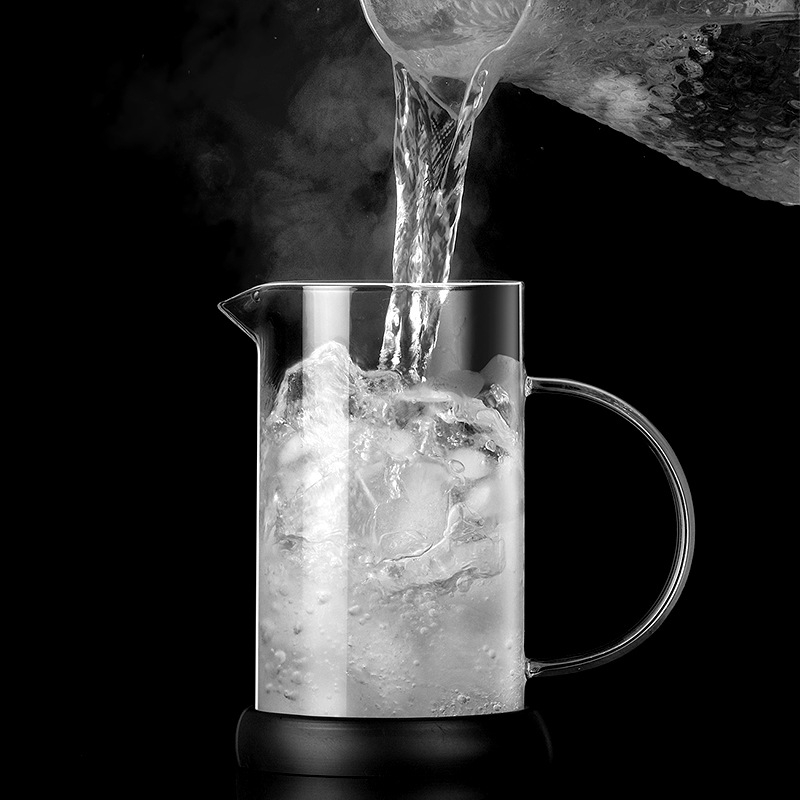 Cafetieră franceză din sticlă borosilikată transparentă, cu bază din silicon, rezistentă la căldură, pentru cafea și ceai