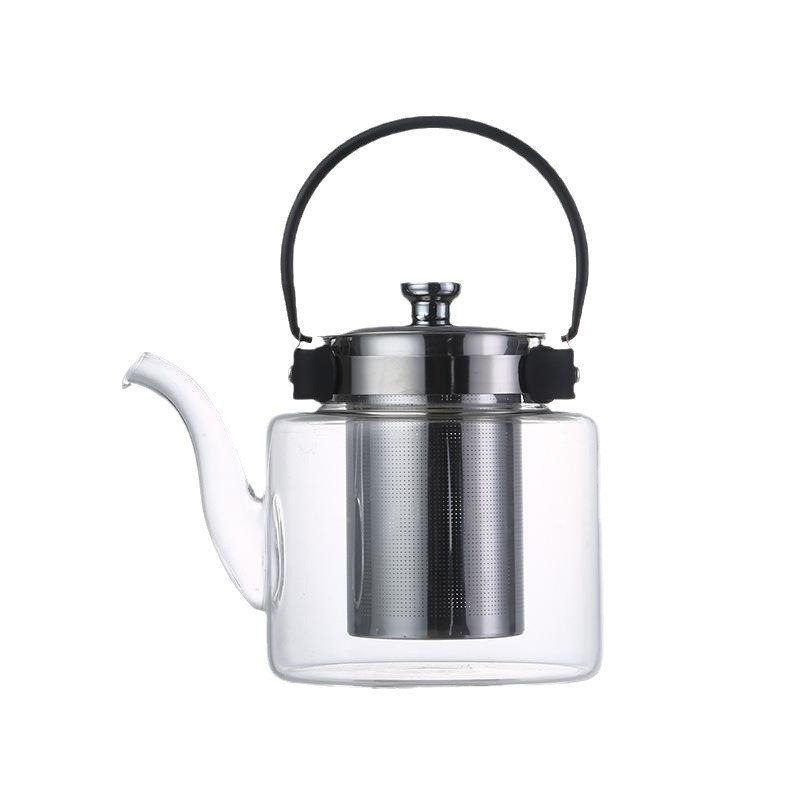 Ceainic din sticlă borosilicată, lucrat manual, cu filtru din oțel inoxidabil, pentru birou și casă, potrivit pentru plită ceramică electrică