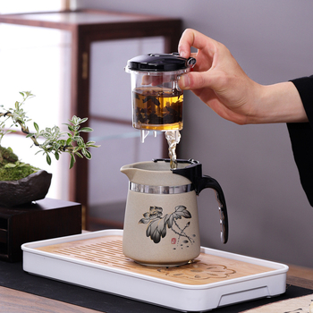 Set de ceai ceramic cu filtru și separare ceai-apă, 500 ml, set de ceai pentru călătorii