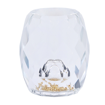 Suport pentru capacul de ceai din oțel inoxidabil, cu sticlă cristal și inserție turcoaz – accesorii premium pentru ceremonia ceaiului