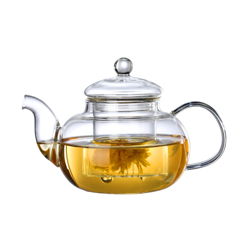 Ceainic din sticlă borosilicat, capacitate mare, set ceai cu filtru pentru ceaiuri cu flori