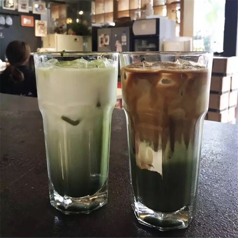 Pahar de apă din sticlă, octogonal, mare capacitate, set de șase bucăți, fără mâner și fără capac, potrivit pentru ceai de fructe, ceai cu lapte, smoothie și bere, pentru restaurante