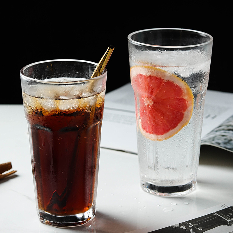 Pahar de apă din sticlă, octogonal, mare capacitate, set de șase bucăți, fără mâner și fără capac, potrivit pentru ceai de fructe, ceai cu lapte, smoothie și bere, pentru restaurante