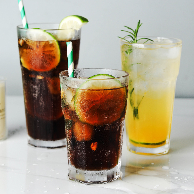 Pahar de apă din sticlă, octogonal, mare capacitate, set de șase bucăți, fără mâner și fără capac, potrivit pentru ceai de fructe, ceai cu lapte, smoothie și bere, pentru restaurante