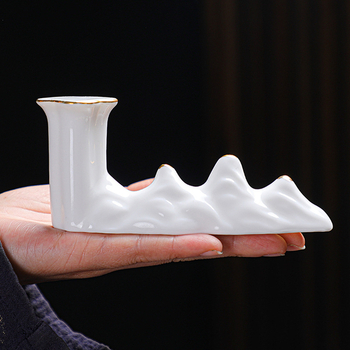 Accesorii creative pentru ceai pe birou: ornamente de ceai din porțelan alb, suport pentru capac gaiwan, suport ceramic pentru capac, tavă de ceai, suport pentru capac și suport pentru pix