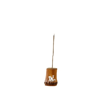 Set suport capac ceainic din bambus cu rădăcină de bambus și capac din lut purpuriu – accesorii ceremonie ceai