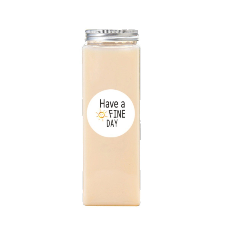 Sticlă plastic de unică folosință pentru băuturi, cu orificiu pentru pai, capacitate 401–500 ml, potrivită pentru ceai cu lapte, ceai de fructe și milkshake