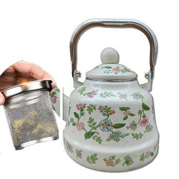 Ceainic emailat cu infuzor, compatibil cu plită ceramică electrică, pentru prepararea ceaiului și cafelei acasă, ceainic în formă de clopot pentru hoteluri