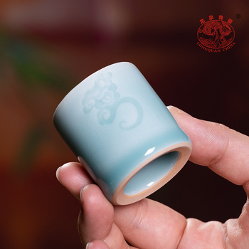 Suport ceramic pentru capac Longquan Celadon, bază pentru bolul cu capac și tavă de ceai, lucrat manual, accesoriu pentru ceremonia ceaiului