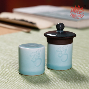 Suport ceramic pentru capac Longquan Celadon, bază pentru bolul cu capac și tavă de ceai, lucrat manual, accesoriu pentru ceremonia ceaiului