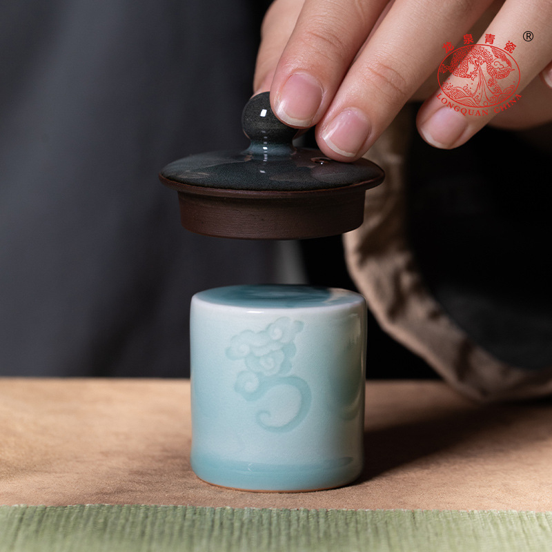 Suport ceramic pentru capac Longquan Celadon, bază pentru bolul cu capac și tavă de ceai, lucrat manual, accesoriu pentru ceremonia ceaiului