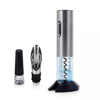 Cutie cadou: deschizător electric pentru sticle de vin, set de patru piese